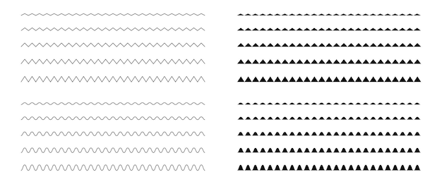 zigzag classic doodle pattern set thin isolated line vector
