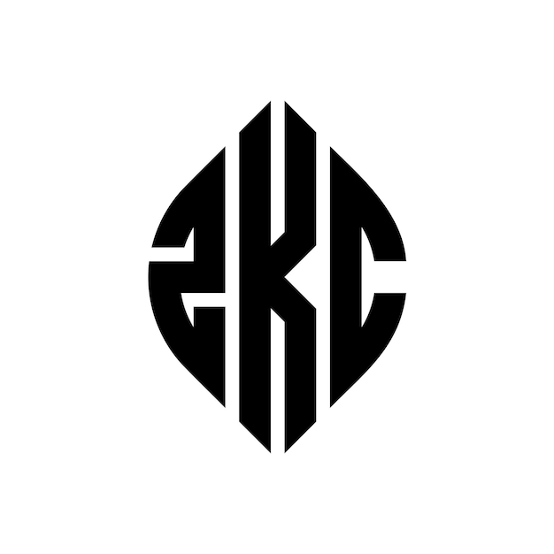 ZKC circle letter logo design with circle and ellipse shape ZKC ellipse letters with typographic style The three initials form a circle logo ZKC Circle Emblem Abstract Monogram Letter Mark Vector