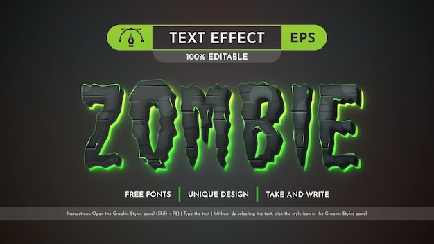 Zombie Editable Text Effect Font Style