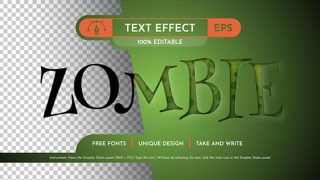 zombie embossed editable text effect font style