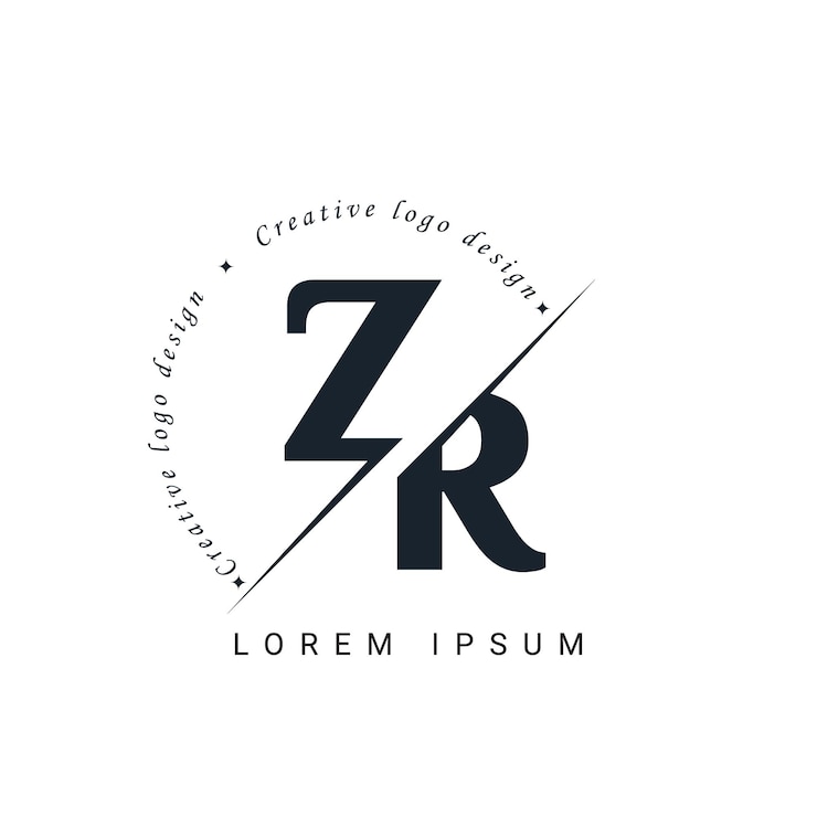 Vektör zr letter logo design with a creative cut creative logo design