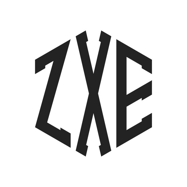 ZXE Logo Design Initial Letter ZXE Monogram Logo using Hexagon shape