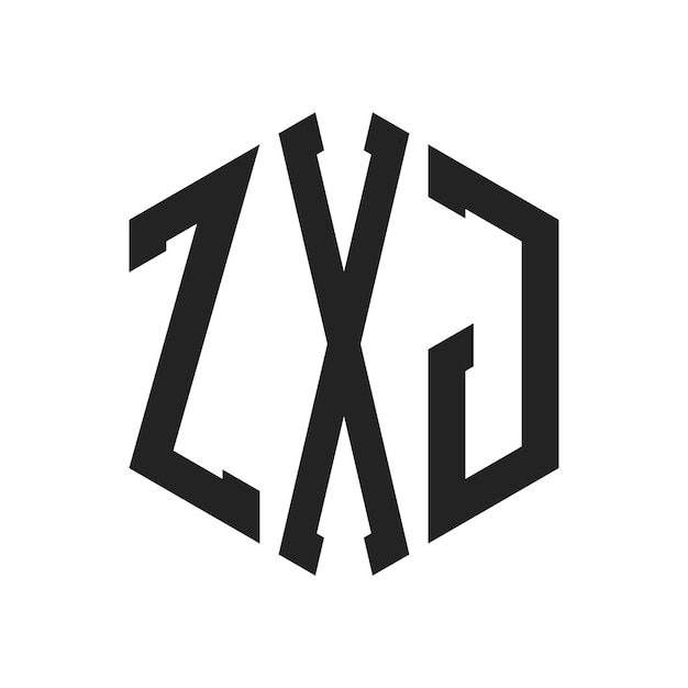 ZXJ Logo Design Initial Letter ZXJ Monogram Logo using Hexagon shape
