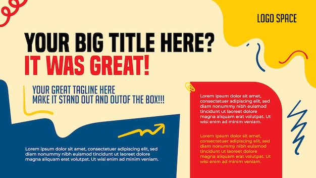10 Relaxing landscape banner template with an abstract style combining red blue yellow and black