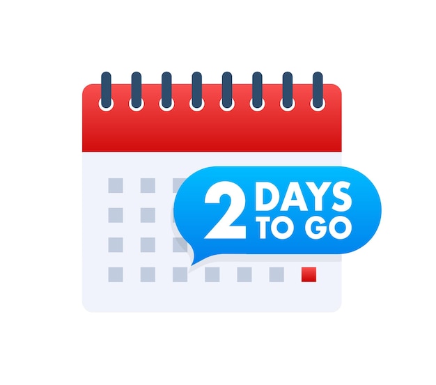 2 Days to go Countdown timer Clock icon Time icon Count time sale Vector stock illustration