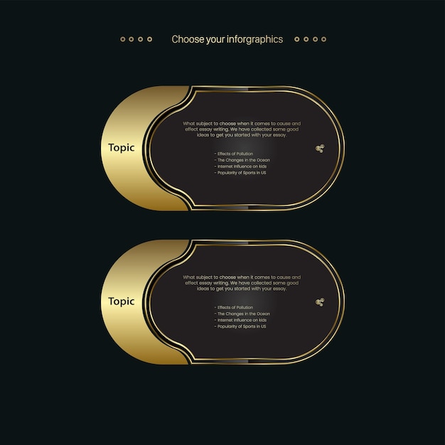 2 pre and gold buttons template design And a rounded element Concept of successive step of business