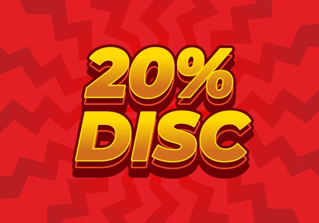 20 percent discount Text effect in 3D look and good colors