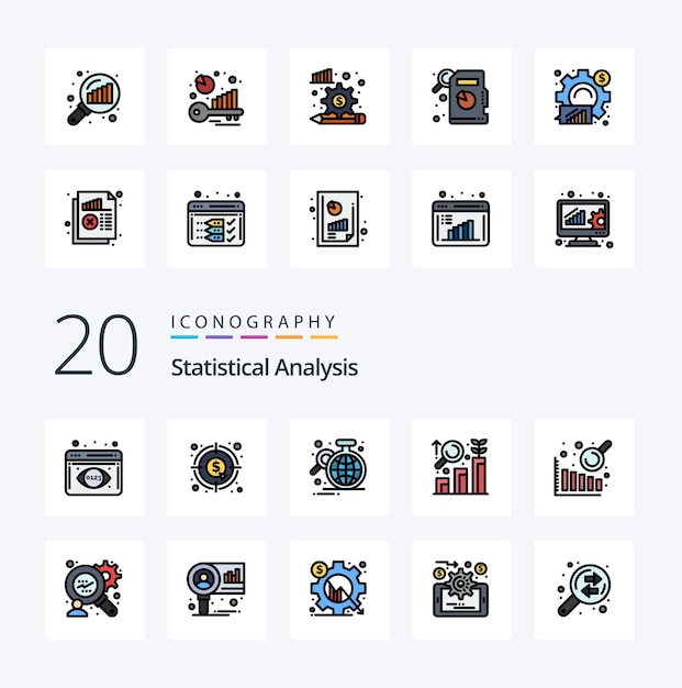 20 statistical analysis line filled color icon pack like business intelligence graph analysis analysis statistic