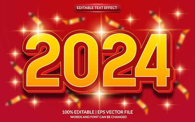 2024 in Focus Vector 3D Text Effect Design for New Beginnings