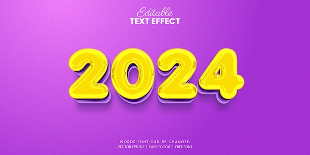 2024 text effect with birthday balloon style
