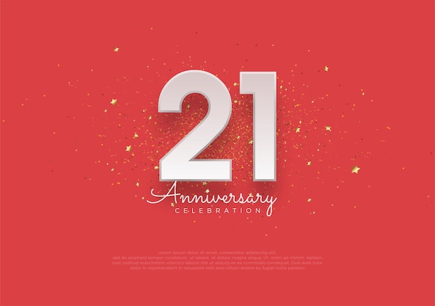 21st anniversary design with white numbers on a red background charming premium vector design for posters greetings invitations and social media posts