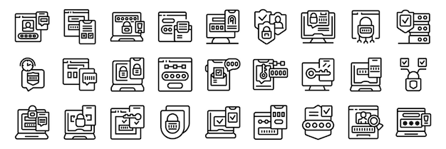 2fa icons set Programmers protecting user data with secure login system icons