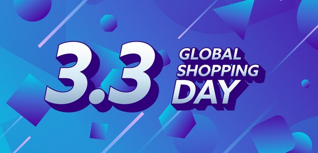 3.3 Salgsbannerdesign for shoppingdag. Global shoppingverdensdag Salg på levende fargebakgrunn. Vecto
