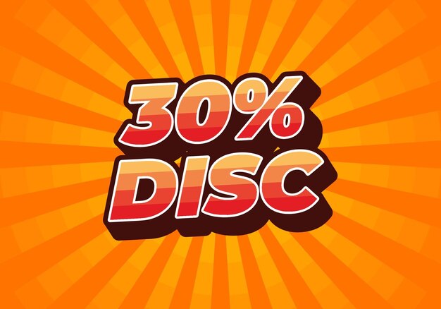 30 percent discount Text effect in 3D style with good colors