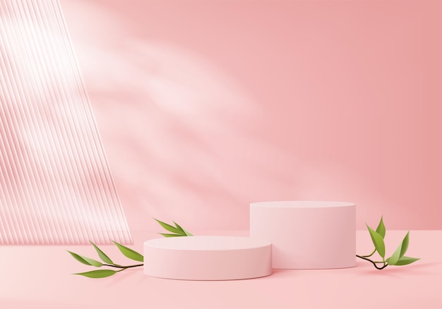 3d background platform with pink glass modern background vector 3d rendering crystal podium platform stand show cosmetic product stage showcase on pedestal modern glass studio platform
