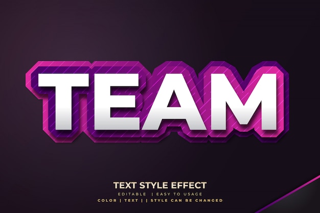 3d Bold Text Style Effect for E-sport Team with Purple Gradient