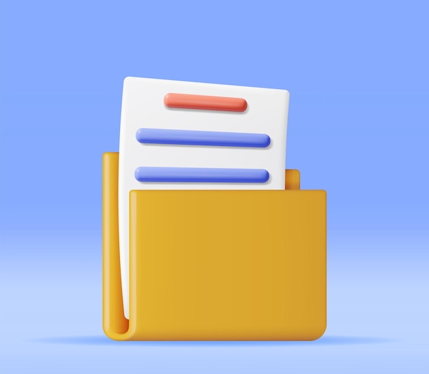 3D Business Folder full of Papers