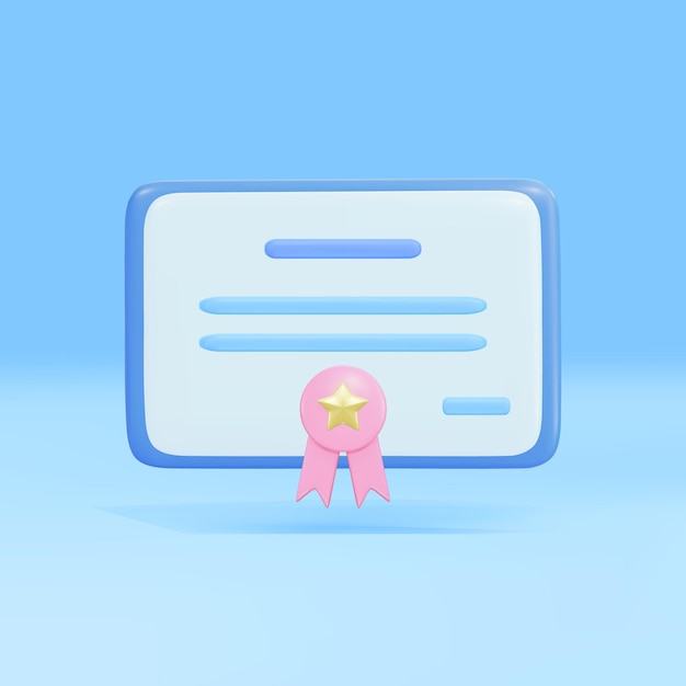 3d certificate icon Achievement award grant diploma concepts