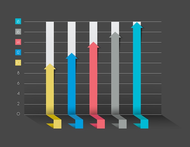 3D chart graph Blue color Infographics business elements