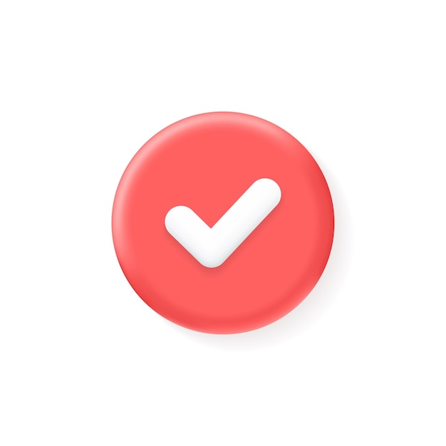 3d check button icon realistic vector concept isolated