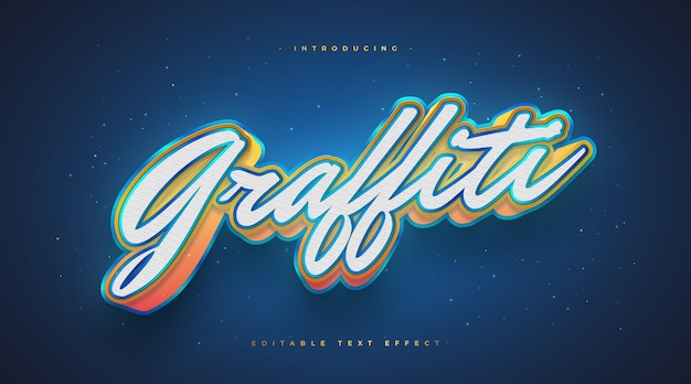3d colorful graffiti text style with glowing effect. editable text effect