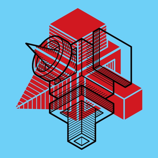 3D design, abstract vector dimensional cube shape.
