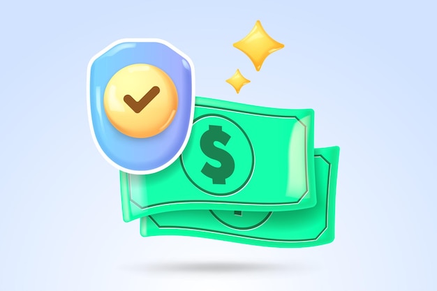 3D dollar seddel illustrasjon for ikon business
