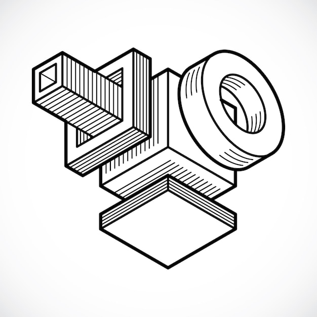 3d engineering vector, abstract shape made using cubes and geometric forms.
