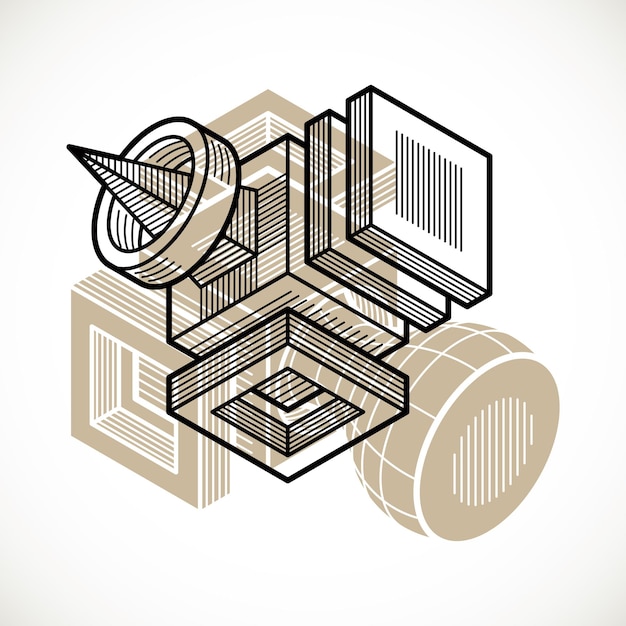 3d engineering vector, abstract shape made using cubes and geometric forms.