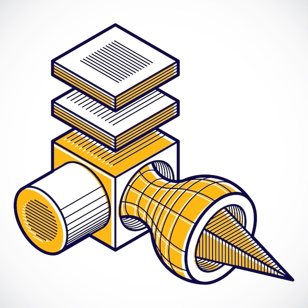 3D engineering vector, abstract shape made using cubes and geometric forms.