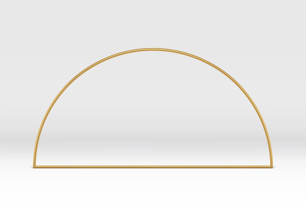 3d frame golden curved arch foundation decor element minimalist rendering realistic vector