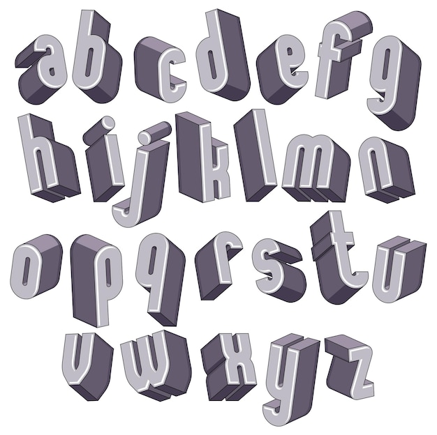 3d geometric bold font monochrome dimensional alphabet