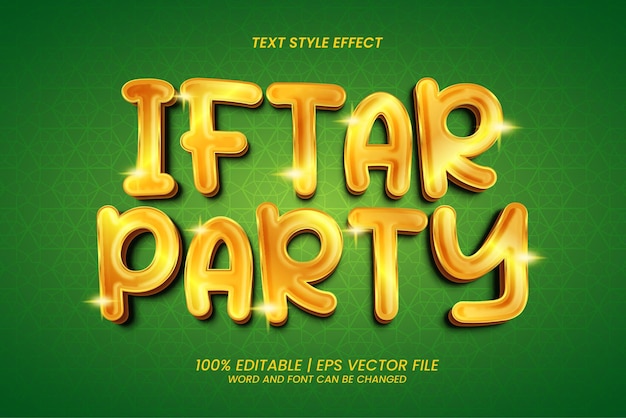 3D Gold Iftar Party Editable Text Effect