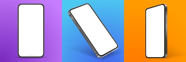3d high quality smartphone mockup with different angles and isolated background for show mobile app
