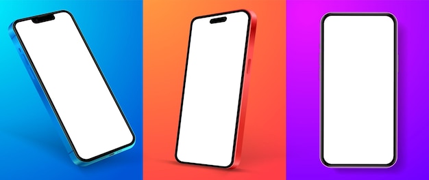 3d high quality smartphone mockup with different angles and isolated background for show mobile app