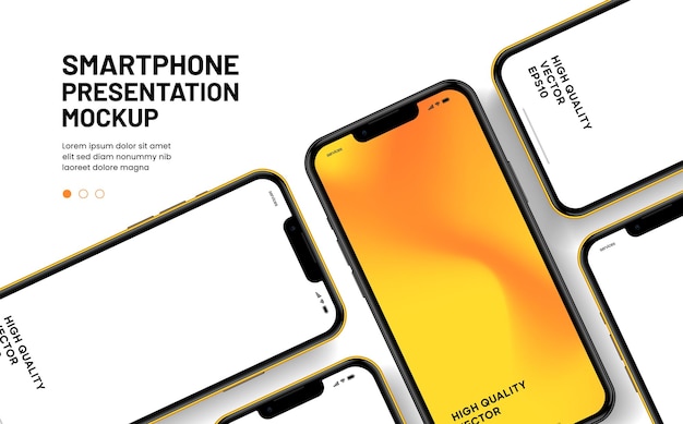 3d high quality smartphone mockup with different angles and isolated background for show mobile app