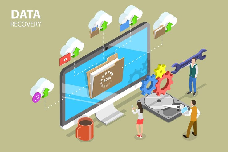 Vektor 3d isometric flat vector conceptual illustration of data recovery