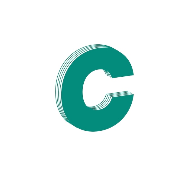 3d linear modern logo of letter c. number in the form of a line strip. linear abstract design