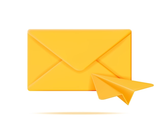 3D Mail Envelope and Paper Plane