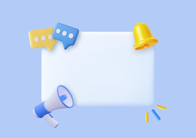 3D Megaphone with speech bubble message
