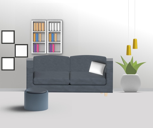 3d modern living room interior design with sofa couch table and television3d interior design