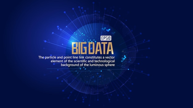 3D particle sphere with ray Internet technology big data vector background