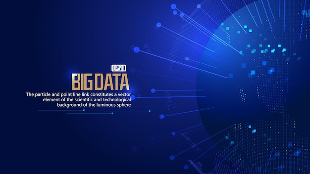 3D particle sphere with ray Internet technology big data vector background