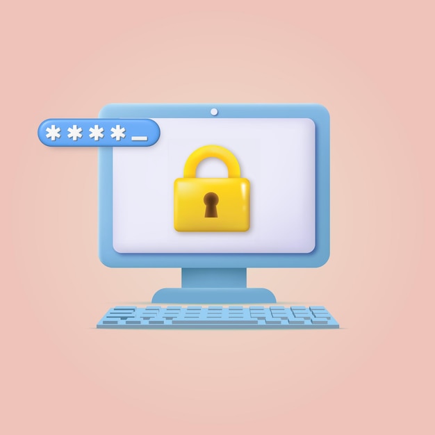 3d personal data security concept Vector