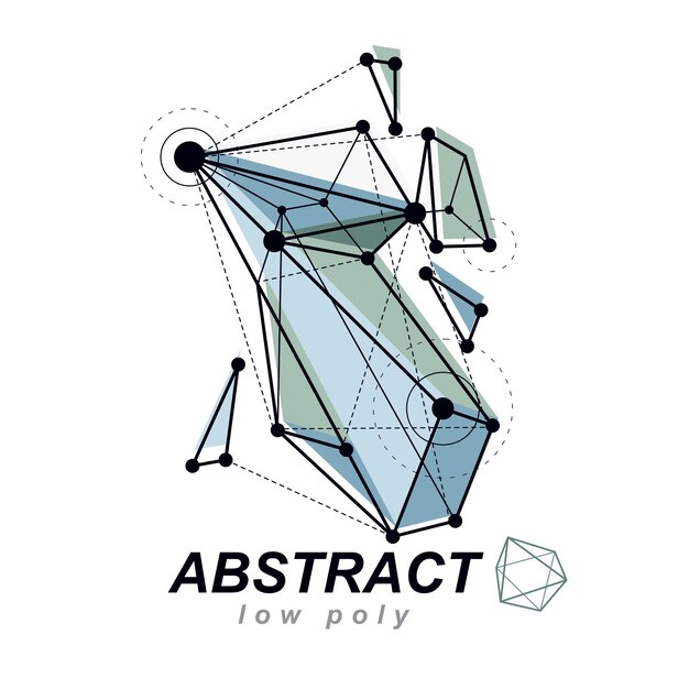 3d polygonal geometric faceted object, vector abstract design element. New technology logotype.