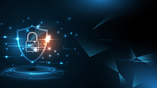 3D Protected guard shield security concept Security cyber digital Abstract technology background protect system innovation concept 
