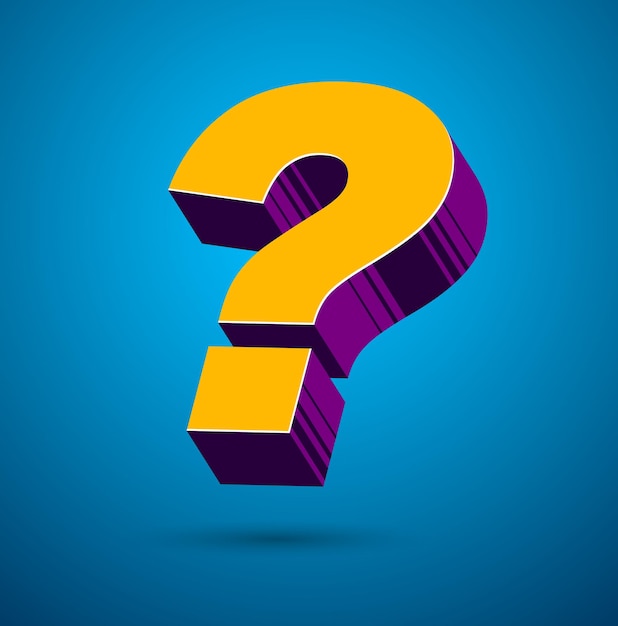 3d question mark query symbol vector icon, design element.