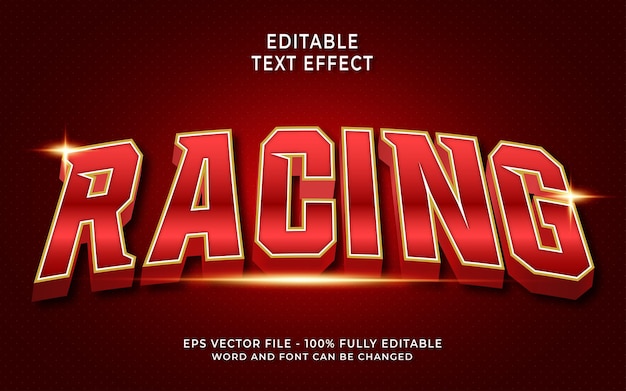 3d racing text effect editable text style