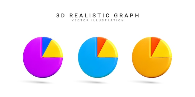 3D realistic Infographic is divided into parts Chart pie infographic share Set of business graph icon in cartoon style Vector illustration