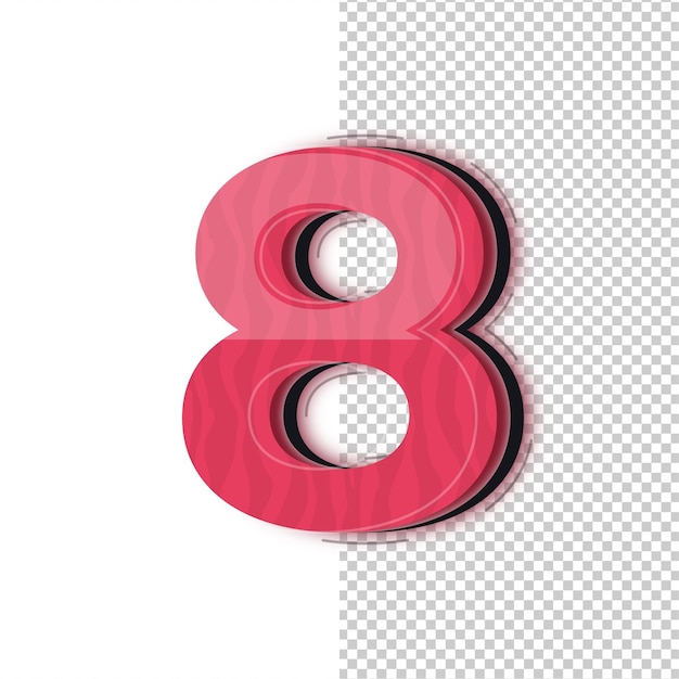 3d red glass effect number 8 icon with editable background
